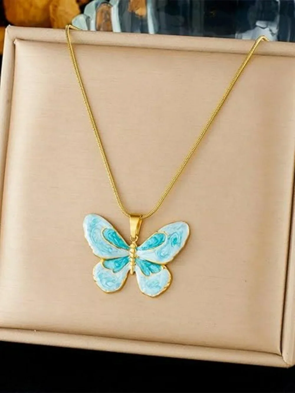NEW Butterfly Necklace For Women Boho Pendant Necklace Multicolor Enamel Trendy